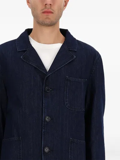 Ymc You Must Create Notched Lapel Long Sleeve Jacket With Pockets In Blue