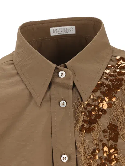 Brunello Cucinelli Sequin-embellished Shirt In Neutral