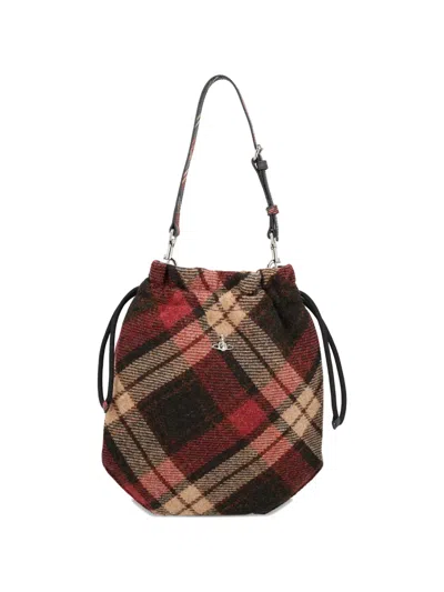 Vivienne Westwood Tartan-pattern Drawstring Clutch Bag In Multi