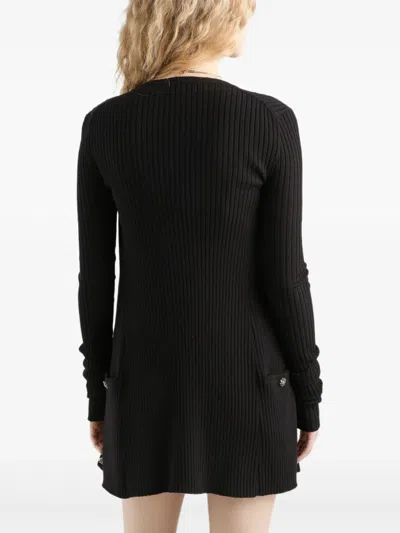 Dolce & Gabbana Button Ribbed Cardigan In Black