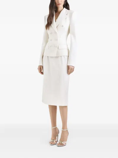 Dolce & Gabbana Double-breasted Wool-blend Blazer In White