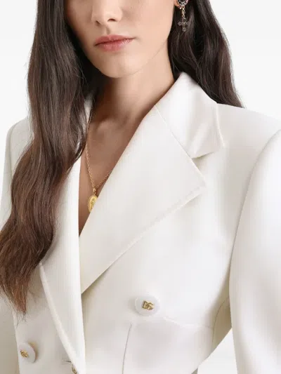 Dolce & Gabbana Double-breasted Wool-blend Blazer In White