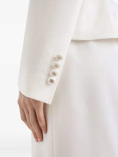 Dolce & Gabbana Double-breasted Wool-blend Blazer In White