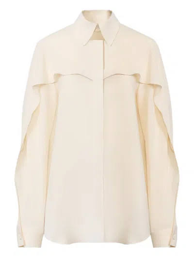 Fabiana Filippi Long Sleeve Shirt Ruffle Collar Cuffs In Neutral