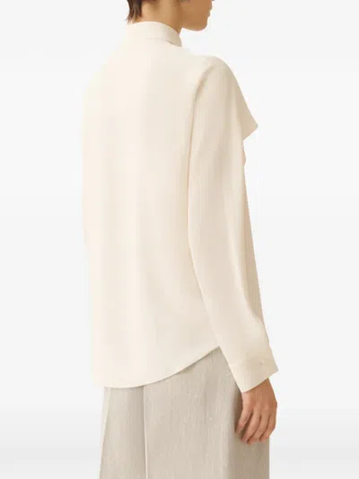 Fabiana Filippi Long Sleeve Shirt Ruffle Collar Cuffs In Neutral