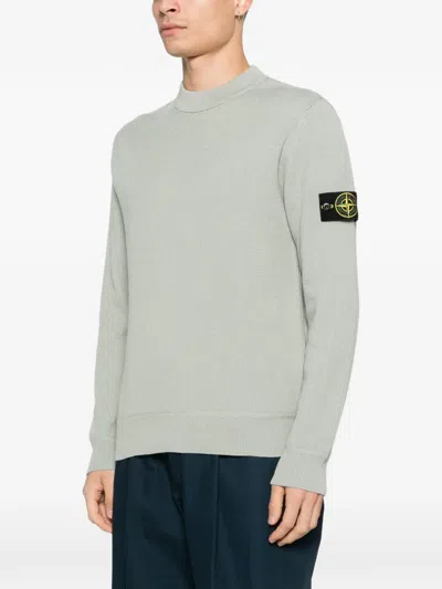 Stone Island Ribbed Crew-neck Sweater In Green