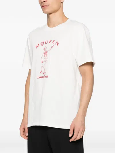 Alexander Mcqueen Skull Graphic Crew Neck Cotton T Shirt In White