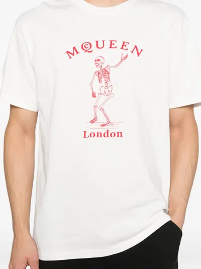 Alexander Mcqueen Skull Graphic Crew Neck Cotton T Shirt In White
