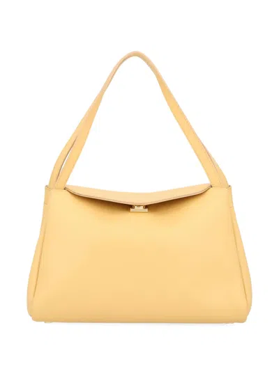 Themoirè Structured Shoulder Bag Top Handle In Yellow