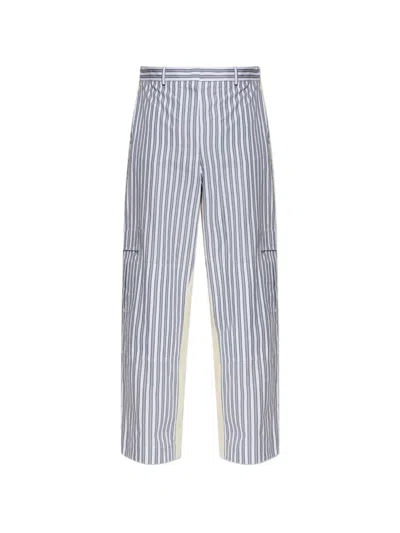 Stella Mccartney Oversized Mixed Stripe Cargo Trousers In Blue