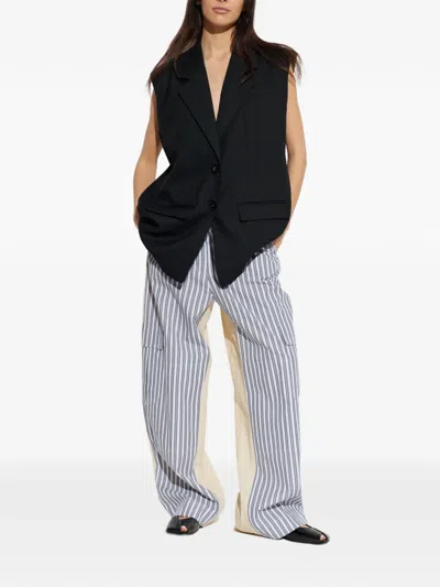 Stella Mccartney Oversized Mixed Stripe Cargo Trousers In Blue