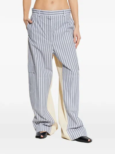 Stella Mccartney Oversized Mixed Stripe Cargo Trousers In Blue