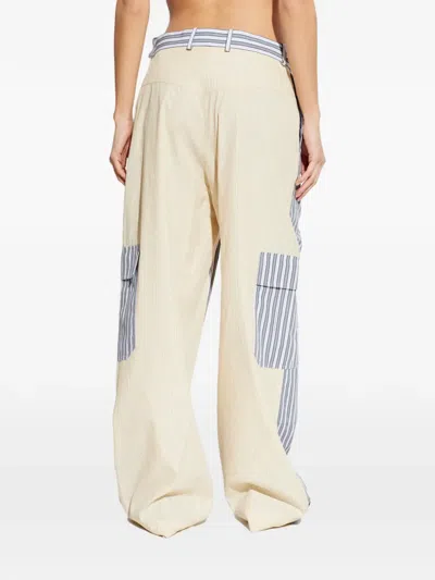 Stella Mccartney Oversized Mixed Stripe Cargo Trousers In Blue