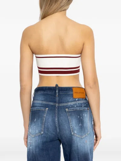 Dsquared2 Striped Bandeau Top In White