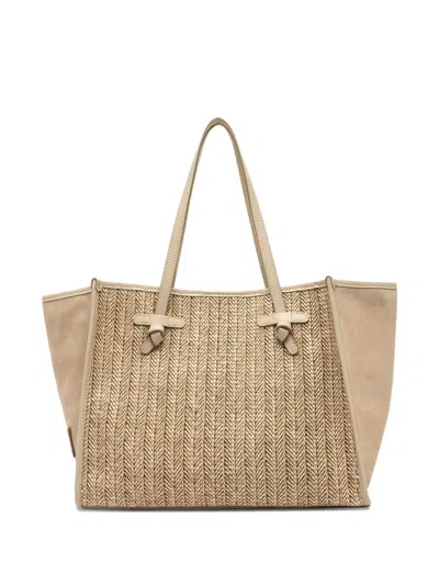 MARCELLA 人字斜纹针织草编手提包