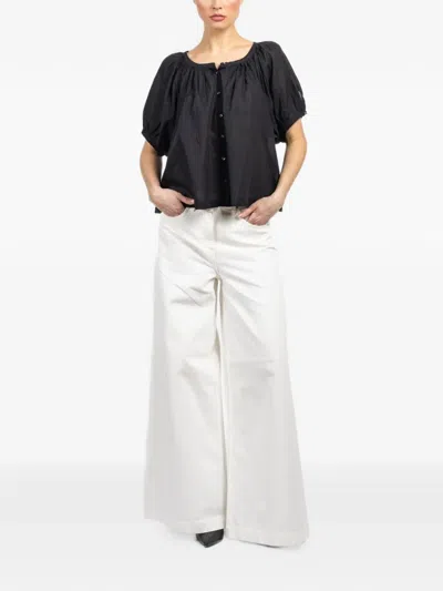 Doen June Puffed-sleeve Blouse In Blue