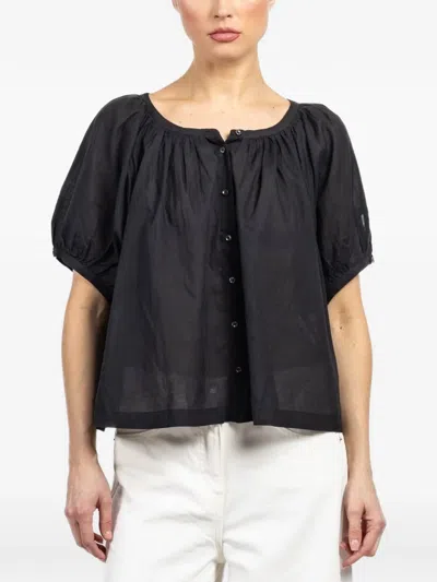 Doen June Puffed-sleeve Blouse In Blue