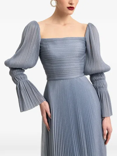 Gemy Maalouf Plissé-effect Gown In Blue