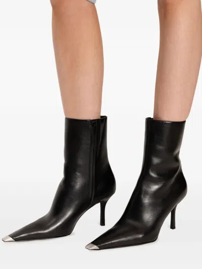 Alexander Wang Ferrara Pointed-toe Leather Boots In Black