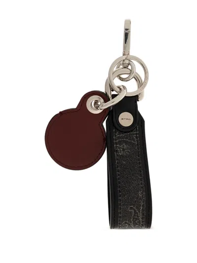 Etro Logo Charm Keyring In Brown