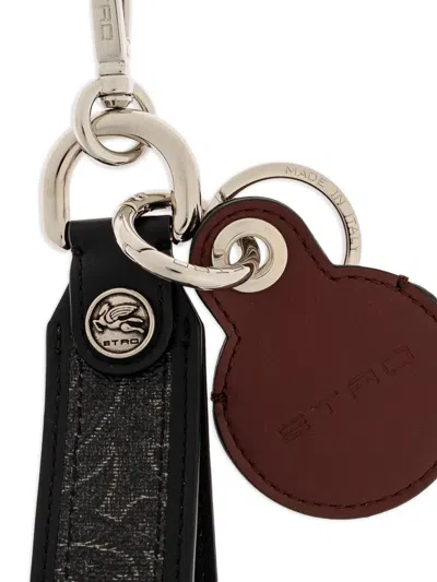 Etro Logo Charm Keyring In Brown