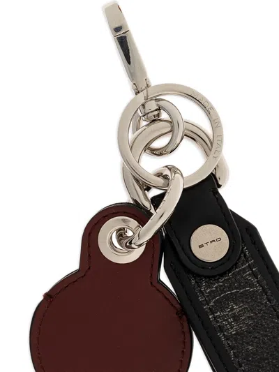 Etro Logo Charm Keyring In Brown