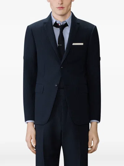 Thom Browne Striped Blazer In Blue