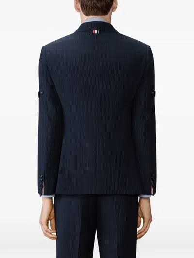 Thom Browne Striped Blazer In Blue