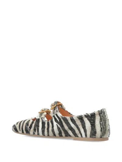 Agl Attilio Giusti Leombruni Zebra-print Buckle Ballet Flats In Black
