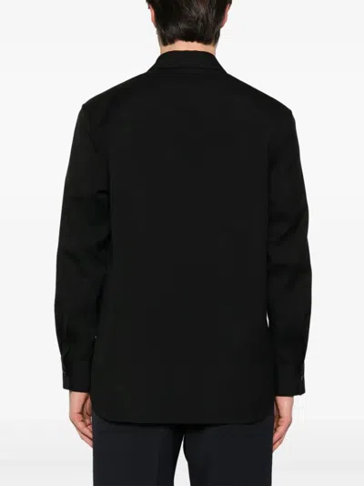Jil Sander Black Wool Shirt With Pockets In Black