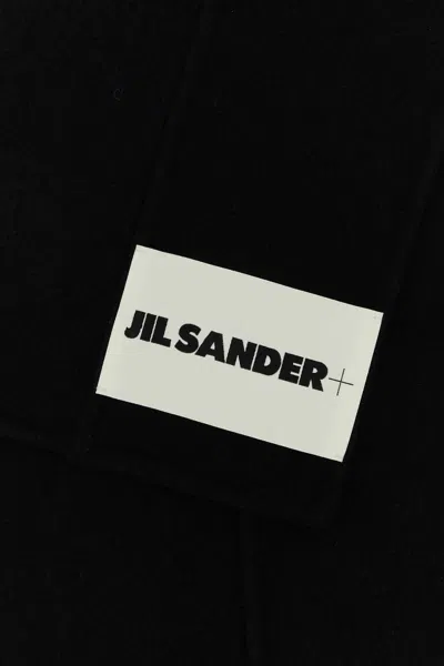 Jil Sander Black Wool Scarf In Brown