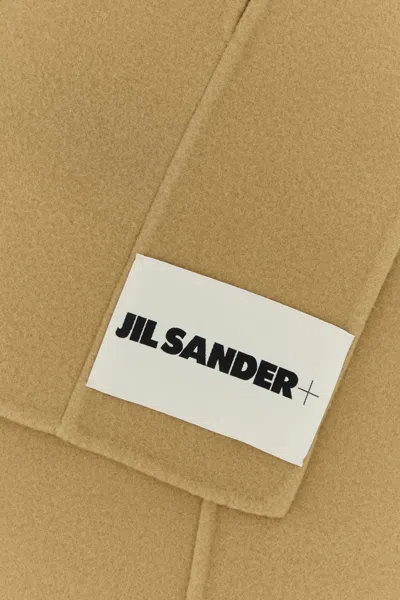 Jil Sander Light Brown Logo Patch Scarf In Brown