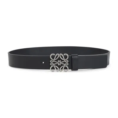 Loewe Chunky Anagram 4cm Adjustable Calf Skin Belt Loop In Black
