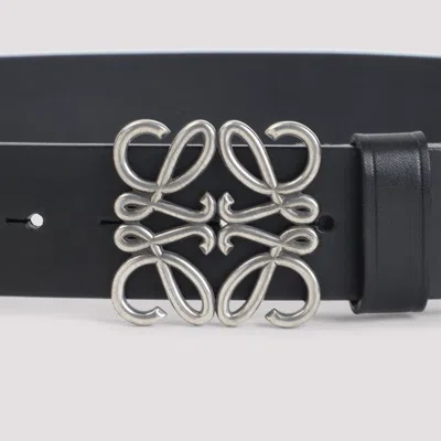 Loewe Chunky Anagram 4cm Adjustable Calf Skin Belt Loop In Black