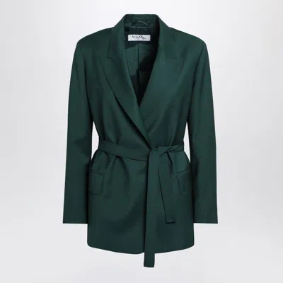 Max Mara Green Wool Canvas Jacket With Belt In Green