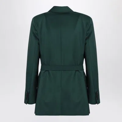 Max Mara Green Wool Canvas Jacket With Belt In Green