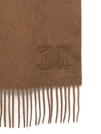 Max Mara Wadalia Long Scarf Fringe Edges In Brown