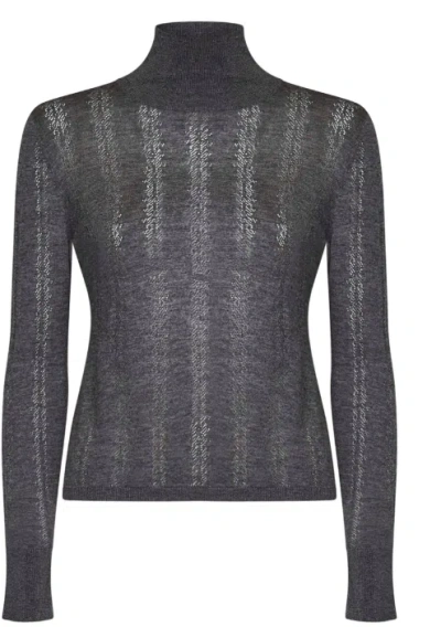 Max Mara Studio Wool Silk Blend Sweaters In Gray