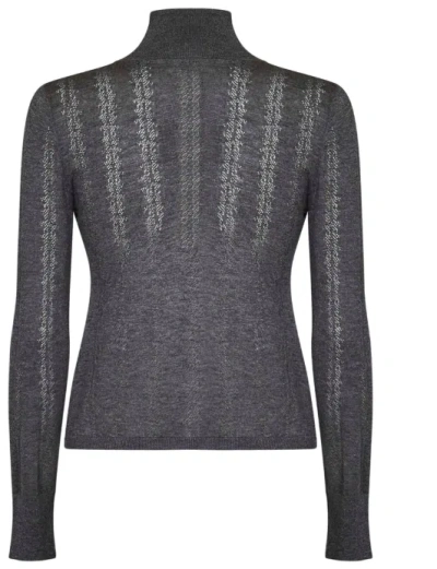Max Mara Studio Wool Silk Blend Sweaters In Gray