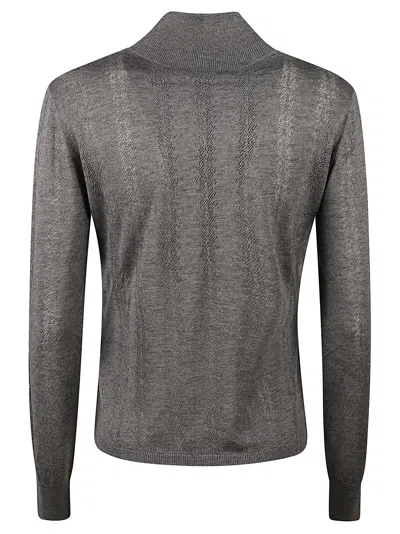 Max Mara Studio Wool Silk Blend Sweaters In Gray