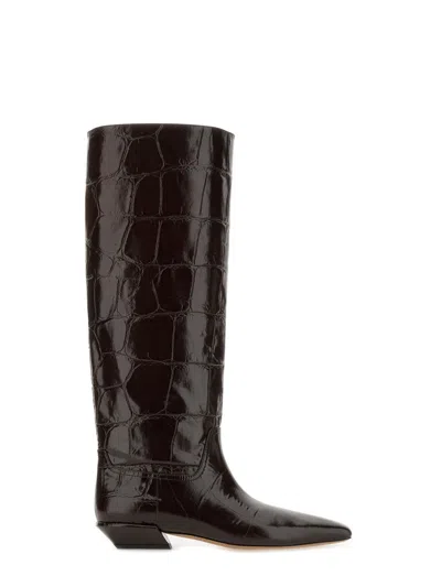 Paris Texas Black Leather Boots In Brown