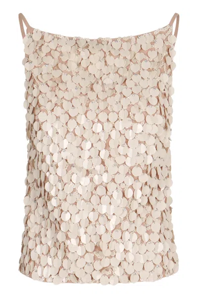 P.a.r.o.s.h Parosh Sequin Top In Neutral