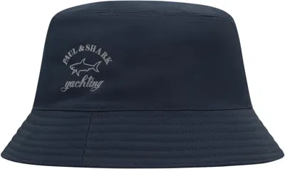 Paul & Shark Stitched Wide Brim Hat In Blue