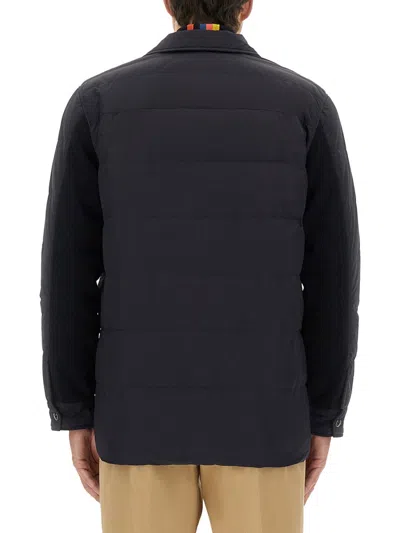 Paul Smith Blue Nylon Jackets In Black