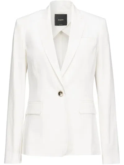 Pinko Equilibrata Linen Blazer In White
