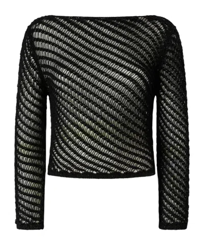 Pinko Open-knit Sweater In Black