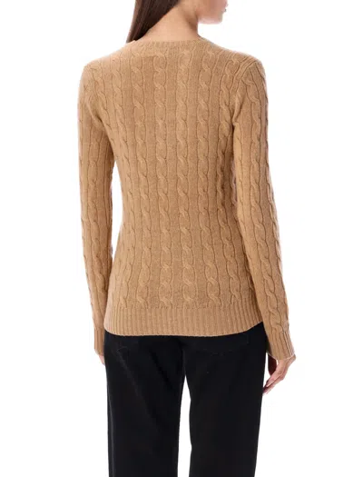 Polo Ralph Lauren Cable Wool And Cashmere Crewneck Jumper In Brown