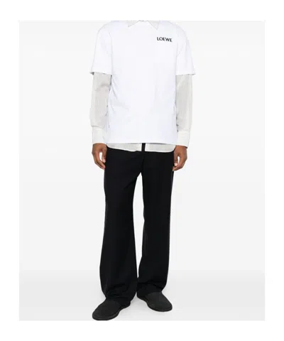 Loewe Men Wool Drawstring Trousers In Black