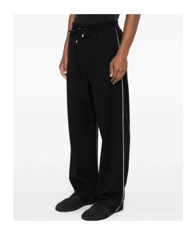 Loewe Men Wool Drawstring Trousers In Black
