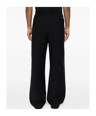 Loewe Men Wool Drawstring Trousers In Black